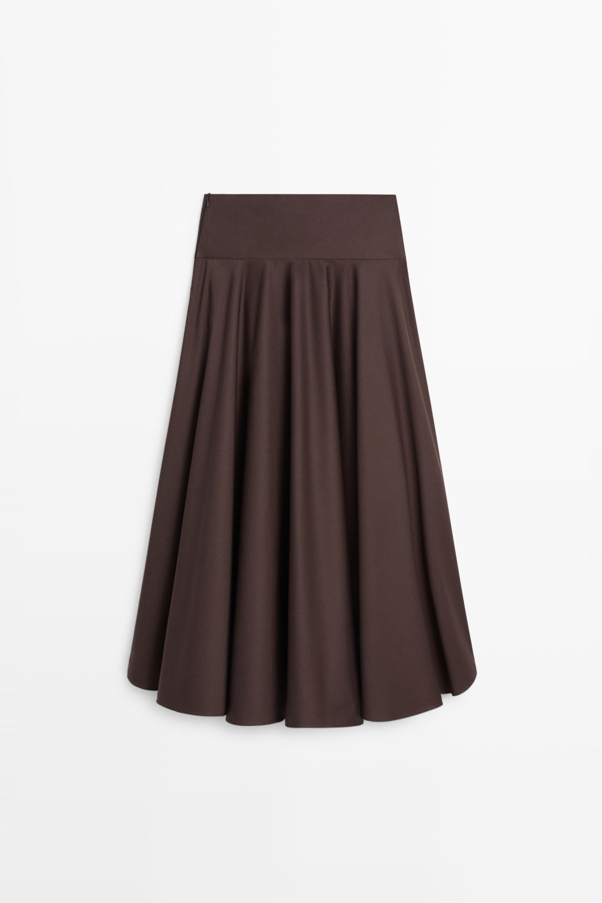 Flounce midi skirt with yoke detail